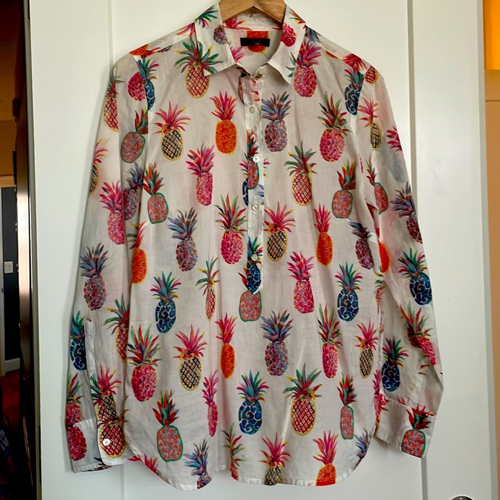 JCrew Tunic Cotton Pineapple printed shirt